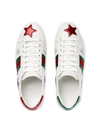 Shop Gucci White Ace Low-top Leather Sneakers