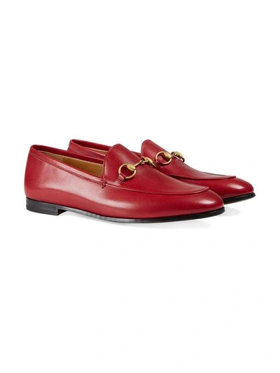 Shop Gucci Jordaan Leather Loafer In Red
