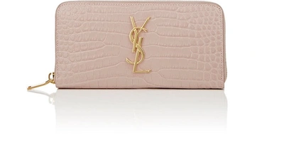 Saint Laurent Monogram Zip-around Wallet In Pink
