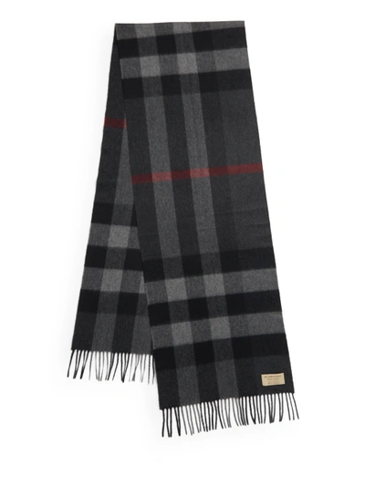 Burberry Half Mega Checked Cashmere Scarf In Charcoal