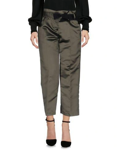 Pinko Cropped Pants & Culottes In Military Green