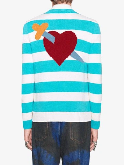 Shop Gucci Angry Cat Striped Jumper