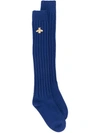 Gucci Stretch Wool Socks With Bee In Blue