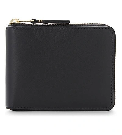 Shop Comme Des Garçons Leather Zip-around Wallet In Blk