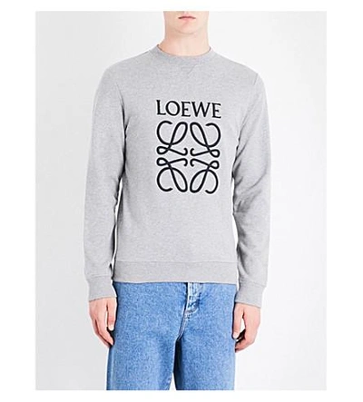 Shop Loewe Anagram Logo Cotton-jersey Sweatshirt In Grey