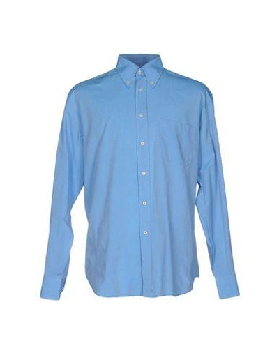 Shop Xacus Solid Color Shirt In Azure