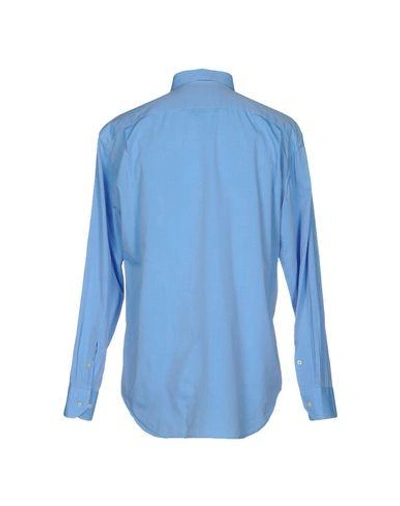 Shop Xacus Solid Color Shirt In Azure