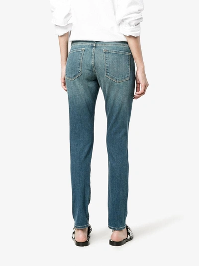 Shop Frame Denim Le Garcon Blue Mid Rise Straight Leg Jeans