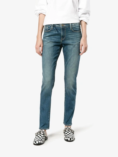 Shop Frame Denim Le Garcon Blue Mid Rise Straight Leg Jeans