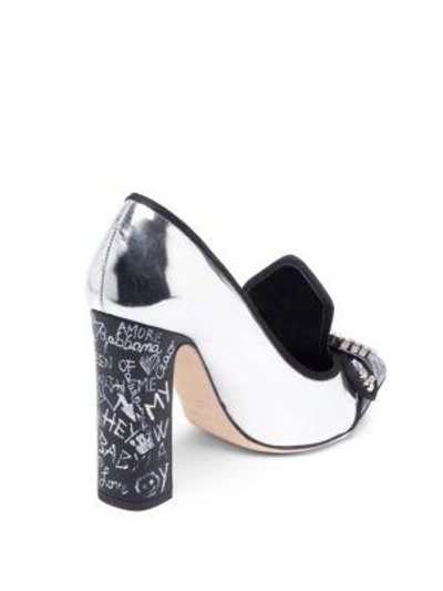 Shop Dolce & Gabbana Graffiti Mirror Leather Pumps In Grey-black