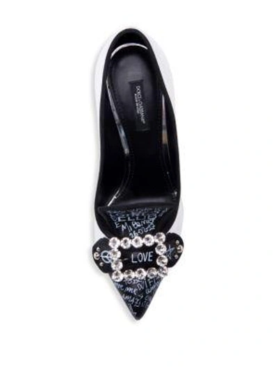 Shop Dolce & Gabbana Graffiti Mirror Leather Pumps In Grey-black