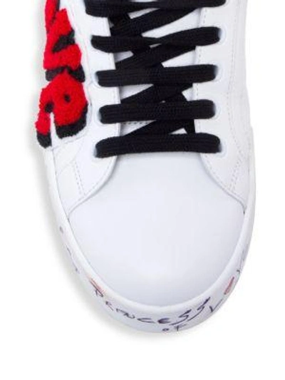 Shop Dolce & Gabbana Love Nappa Leather Sneakers In White Red