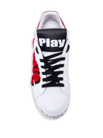 Shop Dolce & Gabbana Love Nappa Leather Sneakers In White Red