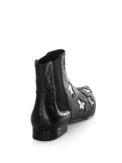 Shop Ash Bliss Star-detail Calf Hair & Leather Booties In Black