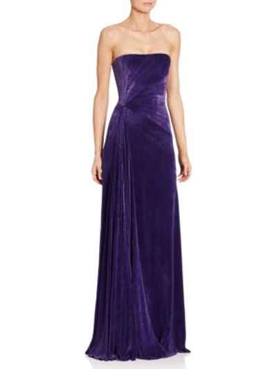 Ralph Lauren Kersten Strapless Velvet Gown In Bright Purple