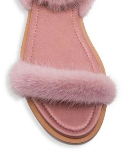 Shop Valentino Mink Fur Ankle-strap Sandals In Lipstick