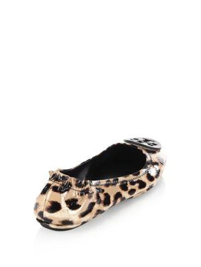 Shop Tory Burch Minnie Leopard-print Patent Leather Travel Ballet Flats