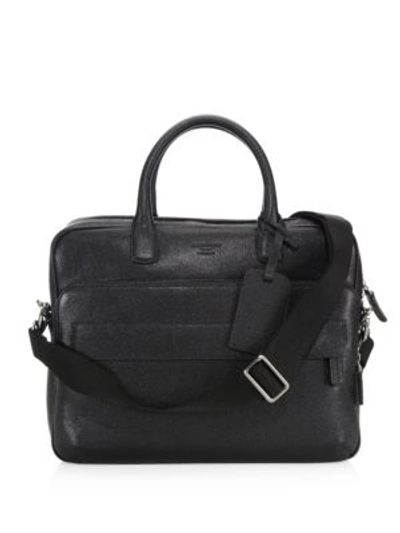 Giorgio Armani Solid Leather Briefcase Bag In Black