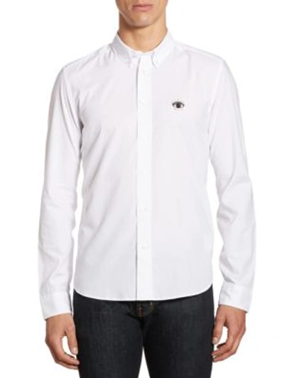 Shop Kenzo Cotton Buttown-down Shirt In White