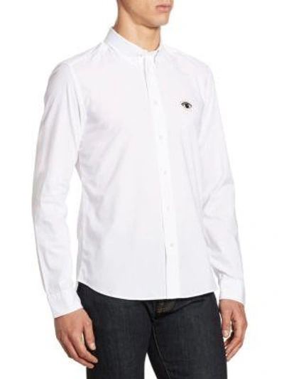 Shop Kenzo Cotton Buttown-down Shirt In White