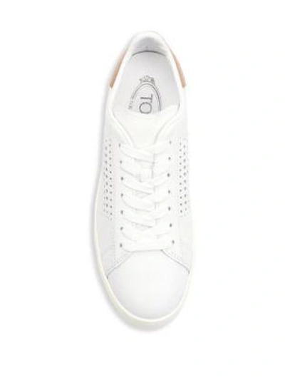 Shop Tod's Perforated Leather Sneakers In White