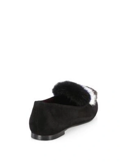 Shop Aquazzura Purr Mink Fur & Suede Loafers In Black