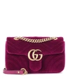 Sophie Hulme Gg Marmont Mini Velvet Shoulder Bag In Fuchsia