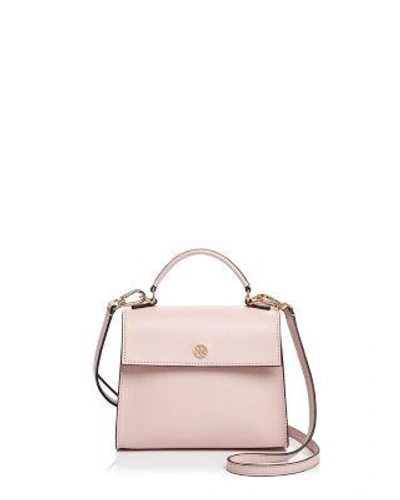 Tory Burch Parker Small Leather Satchel In Pink Quartz/gold