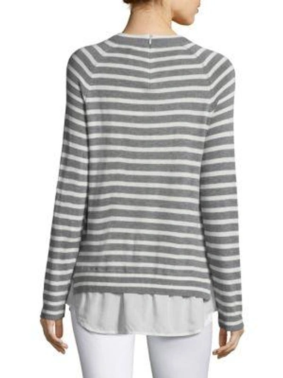 Shop Joie Zaan E Striped Twofer Sweater In Heather Grey Porcelain