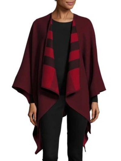 Burberry Charlotte Reversible Check Wool Cape In Parade Red