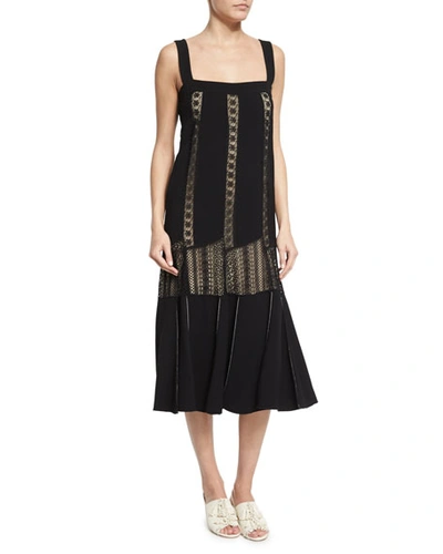 Derek Lam Sleeveless Embroidered-lace Midi Dress, Black