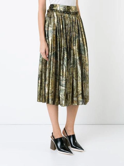 Shop Maison Margiela Accordion Pleat Metallic Skirt