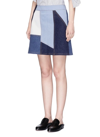 Shop Victoria Victoria Beckham Patchwork Denim Skirt