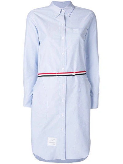Thom Browne Above Knee A-line Shirtdress With Side Tabs & Engineered