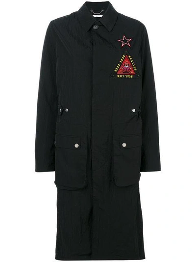 Shop Givenchy Military Patch Jacket In 001 Black/ Red