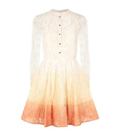 Maje Ramely Dip-dye Lace Dress In White