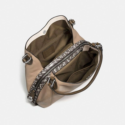 Shop Coach Edie Shoulder Bag 31 In Colorblock With Snakeskin In Dark Gunmetal/mineral
