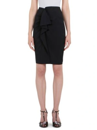 Carven Ruffle-front Pencil Skirt In Black