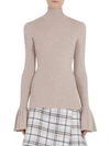 Carven Pleated Wrist Bell-sleeve Sweater In Blush