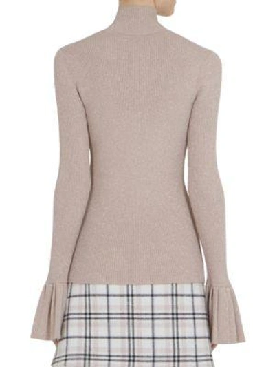 Shop Carven Pleated Wrist Bell-sleeve Sweater In Blush