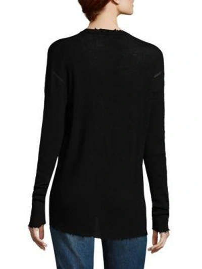 Shop Helmut Lang Frayed Wool Cardigan In Black