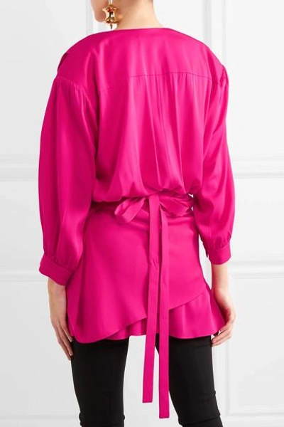 Shop Balenciaga Gathered Silk-blend Satin Mini Dress