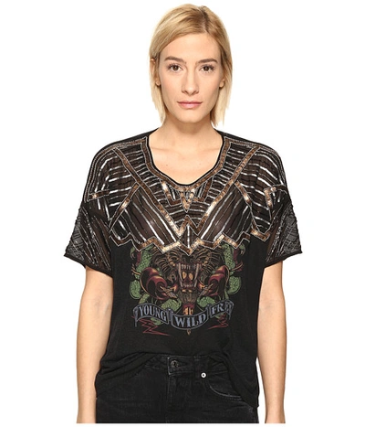 The Kooples Sport Embroidery Viscose & Print T-shirt