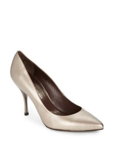 Donald J Pliner Brave Metallic Leather Point Toe Pumps In Platino