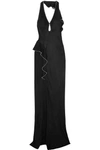 ALEXANDER WANG STUDDED RUFFLED JERSEY HALTERNECK GOWN