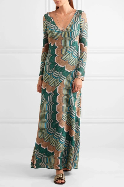 Shop Missoni Metallic Crochet-knit Maxi Dress