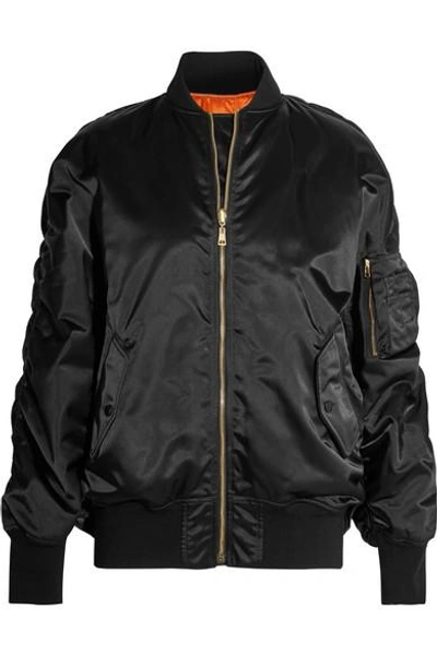 Shop Balenciaga Oversized Jersey-trimmed Satin Bomber Jacket