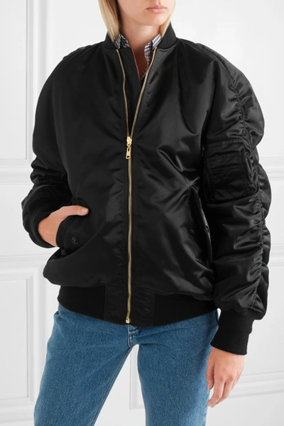 Shop Balenciaga Oversized Jersey-trimmed Satin Bomber Jacket