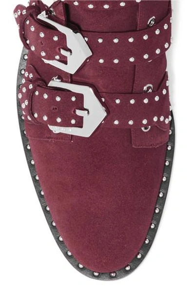 Shop Givenchy Studded Suede Ankle Boots In Burgundy