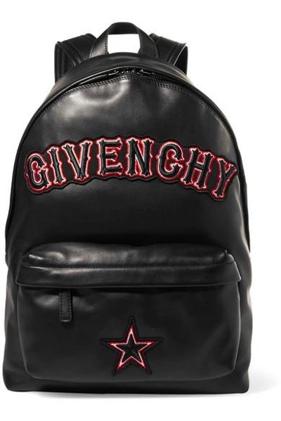 Shop Givenchy Appliquéd Leather Backpack In Black
